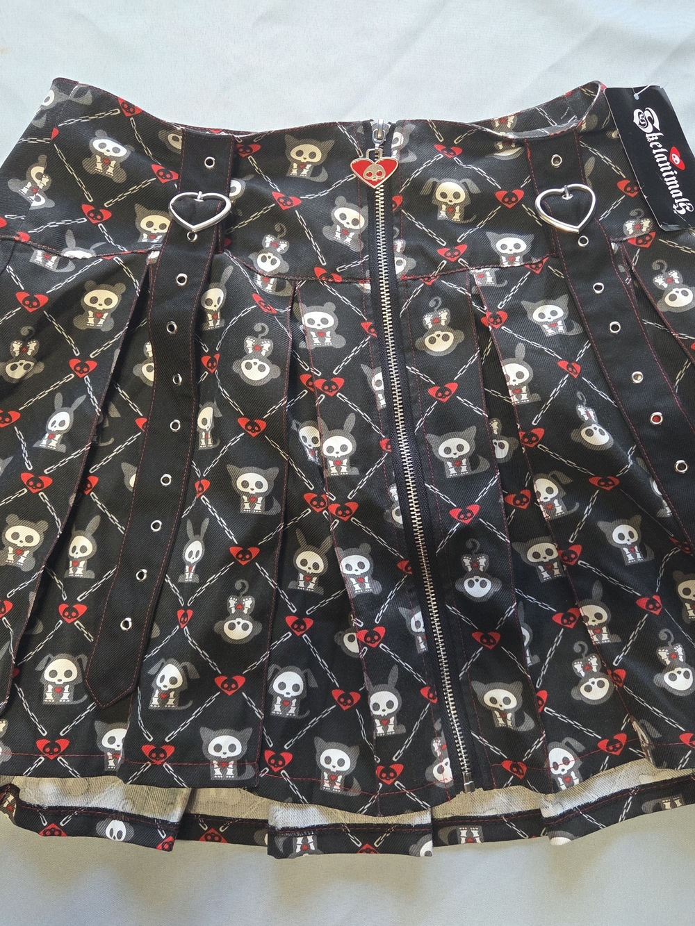 Hot Topic Skelanimals Plaid Pleated Mini Skirt Belted Goth Punk M NWT